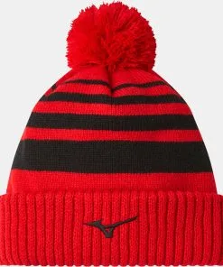 MIZUNO BREATH THERMO POM POM BEANIE RED