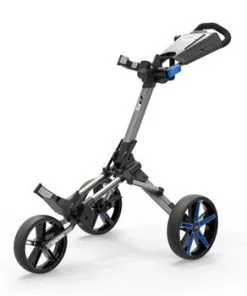POWAKADDY 2022 MICRA PUSH CART-GUN METAL/BLUE TRIM