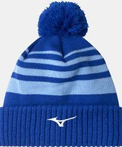 MIZUNO BREATH THERMO POM POM BEANIE BLUE