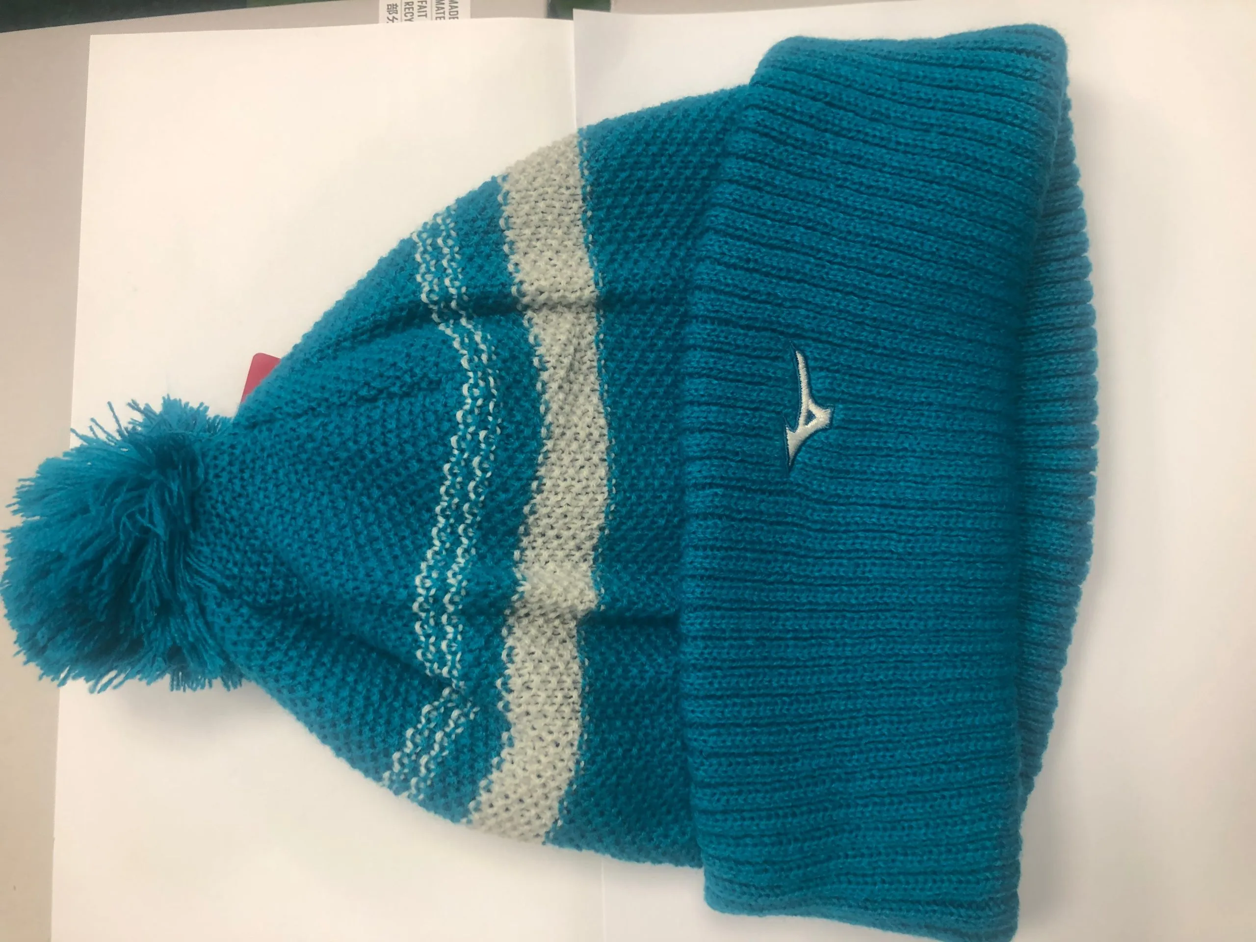 Mizuno Breath Thermo Pom Pom Beanies Enamel Blue 1 Mizuno Breath Thermo Pom Pom Beanies Enamel Blue